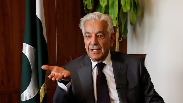 Pakistan's Defence Minister Khawaja Muhammad Asif speaks during an interview with Reuters in Islamabad, Pakistan, 20 October 2025. Photo: REUTERS