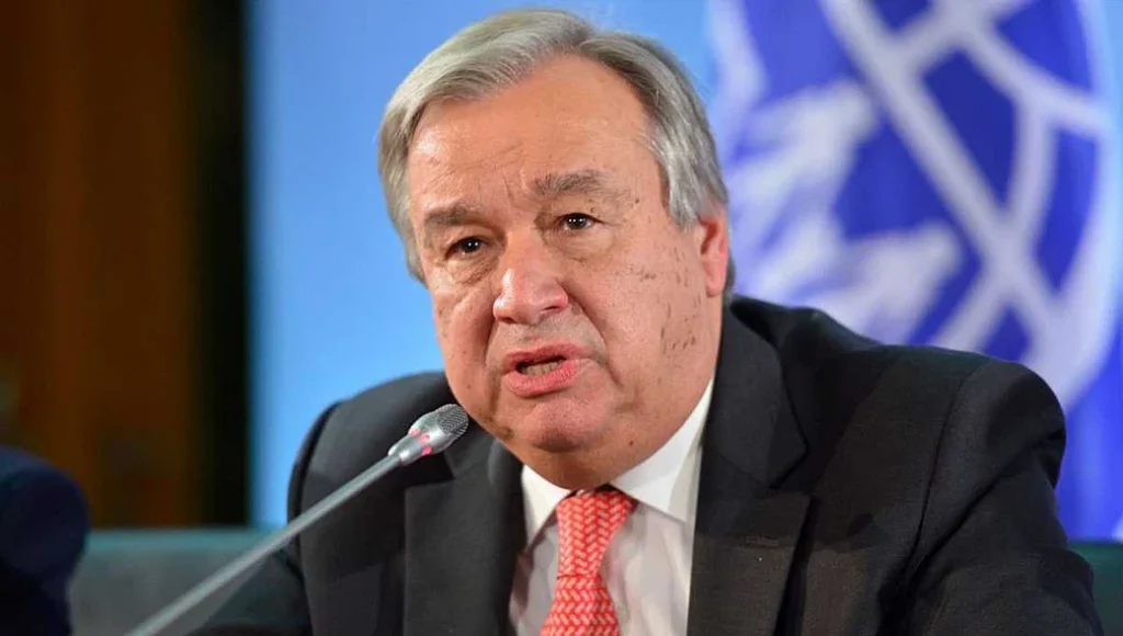U.N. Secretary General Antonio Guterres attends a meeting with U.S. Secretary of State Antony Blinken (not pictured) at the U.S. State Department in Washington, U.S., April 27, 2023.
