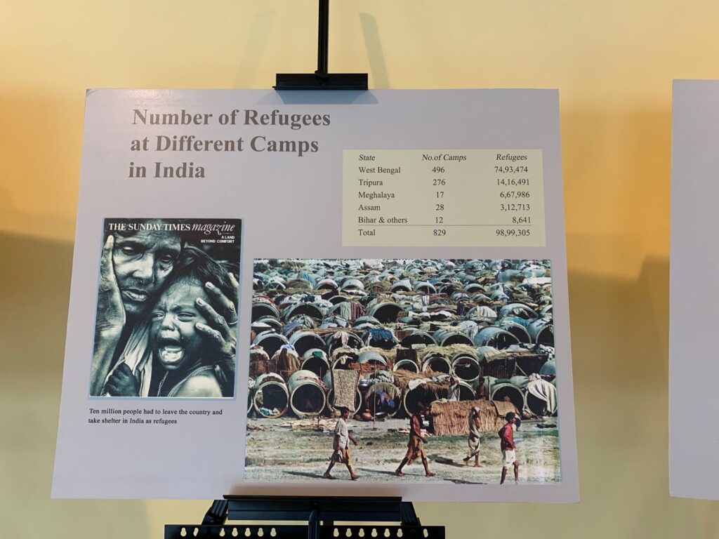 The exhibition displays various photographs from the time of the 1971 genocide.