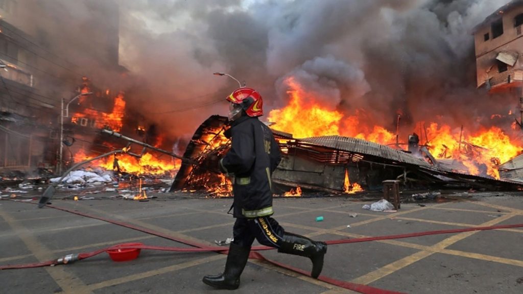 Many stores were gutted as a fire tore through Bangabazar, one of the largest markets in Bangladesh.