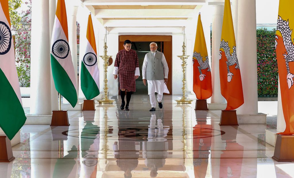 Prime Minister Narendra Modi meets the King of Bhutan, Jigme Khesar Namgyel Wangchuck in New Delhi on Tuesday. (PIB Photo)