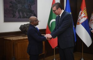 Maldives Minister of Foreign Affairs, Abdulla Shahid and Serbian President Aleksandar Vucic