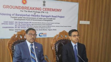 Indian High Commissioner to Bangladesh Pranay Verma and Road Transport and Bridges Minister Obaidul Quader.