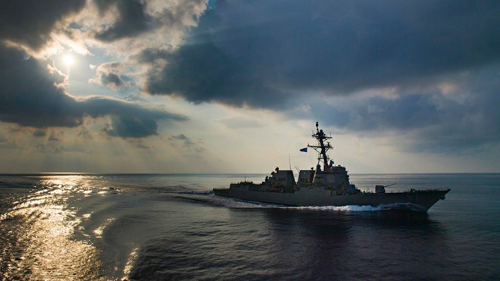 The Arleigh Burke-class guided-missile destroyer USS Halsey (DDG 97) transits the Indian Ocean. Source: DoD