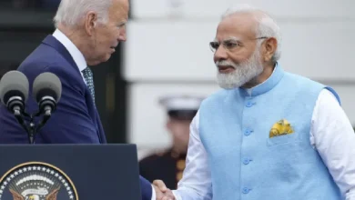 US President Joe Biden and Prime Minister Narendra Modi hug during a State Arrival Ceremony on the South Lawn of the White House in Washington ON Thursday,(AP)