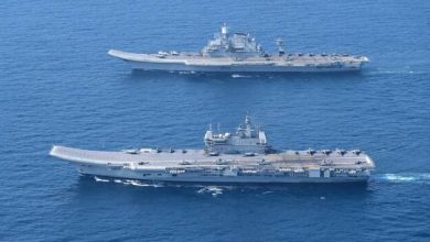 The exercise demonstrated that INS Vikrant and INS Vikramaditya can be positioned anywhere, allowing for increased mission flexibility, timely response to emerging threats and sustained air operations to safeguard national interests across the globe, officials said. (IndianNavy/Twitter)