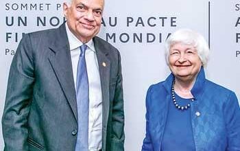 President Ranil Wickremesinghe with US Treasury Secretary Janet Yellen at Summit for A New Global Financing Pact, in Paris, this week