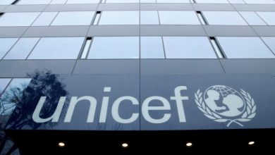 FILE PHOTO: A UNICEF logo is pictured outside their offices in Geneva, Switzerland, January 30, 2017. Picture taken January 30, 2017. REUTERS/Denis Balibouse/File Photo