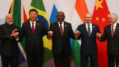 From left, Brazil's President Michel Temer, Russian President Vladimir Putin, Chinese President Xi Jinping, South Africa's President Jacob Zuma and Indian Prime Minister Narendra Modi pose for a group photo during the BRICS Summit at the Xiamen International Conference and Exhibition Center in Xiamen, southeastern China's Fujian Province on Monday.— AP