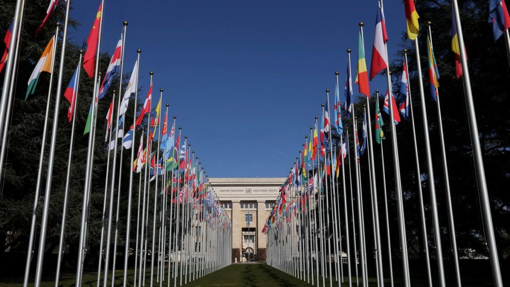 The flags alley is seen outside the United Nations building during the Human Rights Council in Geneva, Switzerland. File | Photo Credit: Reuters