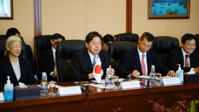 Japanese Foreign Minister Hayashi Yoshimasa attends official bilateral talks between Maldives and Japan on July 30, 2023. (Photo/Foreign Ministry)