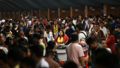 A crowd of people departing Nepal and their relatives pictured at the Tribhuvan International Airport in Kathmandu on Friday evening. Hemanta Shrestha/TKP