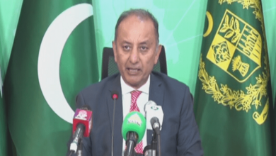 Minister of State for Petroleum Musadik Malik addresses a press conference on Wednesday. — DawnNewsTV