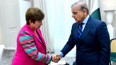 Pakistan Prime Minister Shehbaz Sharif meets with managing director of the International Monetary Fund (IMF), Kristalina Georgieva, in Paris, France June 22, 2023. Press Information Department (PID)/Handout via REUTERS