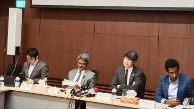 The image shows State Minister Md Shahriar Alam and Japanese Ambassador Iwama Kiminori at a roundtable meeting in Dhaka on Saturday, August 26, 2023. Photo: Nurul Islam Hasib/Dhaka Tribune
