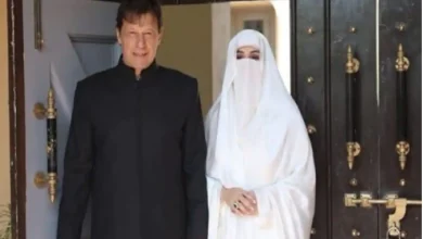 Former Pakistan PM Imran Khan with his wife and country's First Lady Bushra Bibi. Photo: Twitter