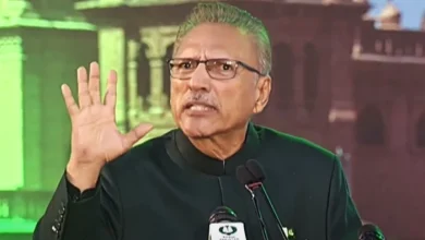 President Arif Alvi addresses nation after hoisting national flag at the main flag hoisting ceremony at the Convention Center in Islamabad, on August 14, 2023, in this still taken from a video. — YouTube/PTVNewsLive