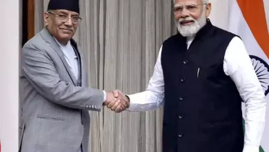Prime Minister Narendra Modi and Nepalese counterpart Pushpa Kamal Dahal Prachanda.