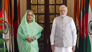 Bangladesh Prime Minister Sheikh Hasina with his Indian counterpart Narendra Modi.