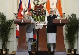 Nepal's Prime Minister Pushpa Kamal Dahal (Left) and his Indian counterpart Narendra Modi have decided to step up cross-border power trade between the two countries
