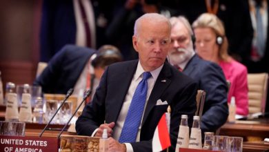 US President Joe Biden listens to the opening remarks of Indian Prime Minister Narendra Modi during the first session of the G20 Summit, in New Delhi, India, Saturday, Sept. 9, 2023. Evan Vucci/Pool via REUTERS