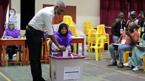 The Maldives stands at a geopolitical crossroads ahead of its presidential runoff vote with the frontrunner, a former construction minister, set on demolishing India's influence and building stronger ties with China.