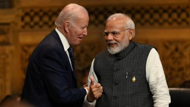 FILE PHOTO: President of the U.S. Joe Biden speaks with Prime Minister of India Narendra Modi at the G20 Summit opening session in Nusa Dua, Bali, Indonesia, Tuesday, Nov. 15, 2022. PRASETYO UTOMO/G20 Media Center/Handout via REUTERS THIS IMAGE HAS BEEN SUPPLIED BY A THIRD PARTY. MANDATORY CREDIT./File Photo