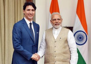 The Prime Minister, Shri Narendra Modi with the Prime Minister of Canada, Mr. Justin Trudeau, at Hyderabad House, in New Delhi on February 23, 2018