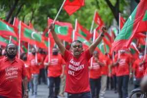 A capture from the Opposition Coalition's rally 'Maldivians in Defense of Independence' held on November 12, 2021. (Sun Photo/Mohamed Hayyan)