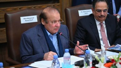 PML-N supremo Nawaz Sharif speaks at the Sialkot Chamber of Commerce and Industry on Saturday. — PML-N/X
