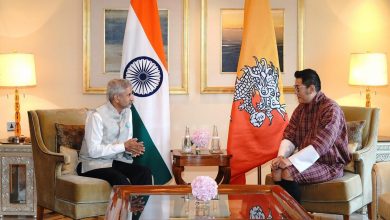 External Affairs Minister S. Jaishankar during a meeting with King of Bhutan Jigme Khesar Namgyel Wangchuck, in New Delhi, on Nov. 5, 2023. | Photo Credit: PTI