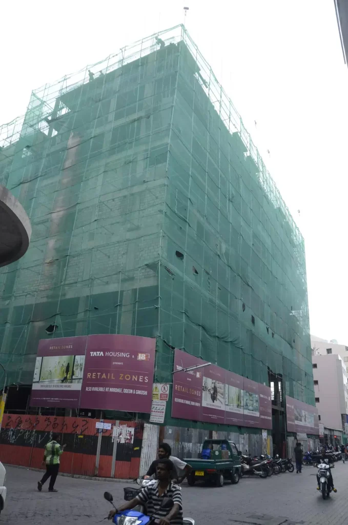 A Tata Housing residence-cum commercial complex being built in Male in 2012. | Photo Credit: R.K. Radhakrishnan