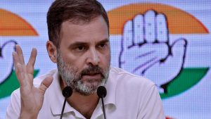 FILE PHOTO: Rahul Gandhi, a senior leader of India's main opposition Congress party, addresses the media in New Delhi, India, August 11, 2023. REUTERS/Altaf Hussain