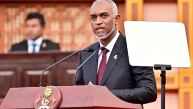 Mohamed Muizzu at his inauguration as president of Maldives in Male on November 17, 2023 [Nishan Ali/Reuters]