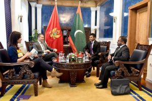 Maldivian Vice President Hussain Mohamed Latheef (CR) and Montenegrin First Deputy Prime Minister Aleska Becic (CL) meet on December 26, 2023. (Photo/President's Office)