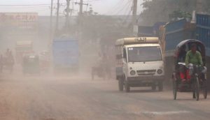 Dust fly in the Babubazar area in Dhaka polluting air causing health hazard. The photo was taken on August 26 — Sony Ramany