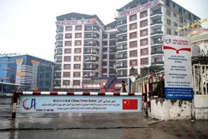 This photograph taken on January 28, 2024 shows a general view of the China Town complex housing several Chinese enterprises in Kabul. While most of the world treats Afghanistan's Taliban government as a pariah, China is growing diplomatic and economic links -- and Kabul is happy for the attention. The prize in all this is access to Afghanistan's wealth of untapped mineral resources -- as well as a market for Chinese goods. (Photo by Wakil KOHSAR / AFP) /