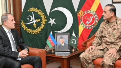 Azerbaijan’s Foreign Minister Jeyhun Bayramov meets with Chief of Army Staff General Asim Munir on May 31, 2024 at General Headquarters, Rawalpindi. — Photo via Inter-Services Public Relations