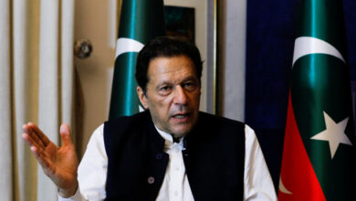 Former Pakistan prime minister Imran Khan, gestures as he speaks with Reuters during an interview, in Lahore, Pakistan March 17, 2023. REUTERS/Akhtar Soomro