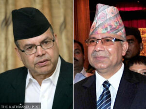 Former prime minister Khanal (left) met Dahal on Thursday while party chair Nepal attended a meeting of opposition parties on Wednesday. 