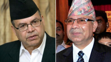Former prime minister Khanal (left) met Dahal on Thursday while party chair Nepal attended a meeting of opposition parties on Wednesday.