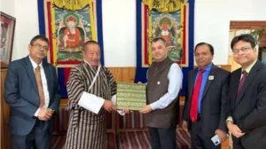 Environment, Forest and Climate Change Minister Saber Hossain Chowdhury invites Minister of Energy and Natural Resources of Bhutan, Gem Tshering, at his office in Thimphu, Bhutan on Tuesday, June 25, 2024. Photo: Courtesy