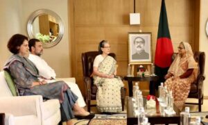 Sonia, Rahul and Priyanka meet Bangladesh Prime Minister Sheikh Hasina