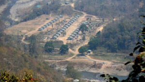 A general view of a camp of the Myanmar ethnic rebel group Chin National Front is seen on the Myanmar side of the India-Myanmar border close to the Indian village of Farkawn in the northeastern state of Mizoram, India, March 13, 2021. Picture taken 13 March 2021. Photo: REUTERS