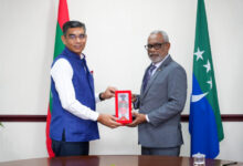 Indian High Commissioner to the Maldives Shri Munu Mahawar pays courtesy call on Maldivian Parliament Speaker Abdul Raheem Abdulla on July 25, 2024. (Photo/People's Majlis)