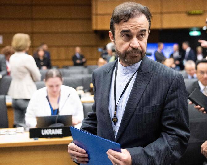 Iran’s ambassador Reza Najafi attends the IAEA’s Board of Governors meeting at the agency's headquarters in Vienna, Austria. (AFP)