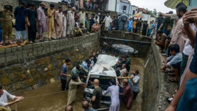 Monsoon season brings South Asia 70 to 80 percent of its annual rainfall, and runs from June until September in India and Pakistan. Above, people remove the wreckage of a van from a drainage after heavy monsoon rains in Islamabad on July 21, 2025. (AFP)