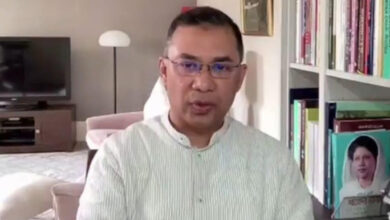 A file photo of BNP acting chairman Tarique Rahman speaking virtually at a party programme. Photo: Collected