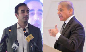 Photo collage showing PPP Chairman Bilawal Bhutto-Zardari (left) and Prime Minister Shehbaz Sharif (right). — DawnNews TV