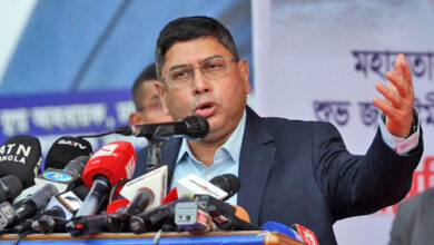Chief of Army Staff General Waker-Uz-Zaman speaks at the Janmashtami procession at the Dhakeshwari Temple in the capital, on 16 August, 2025. Photo: Focus Bangla